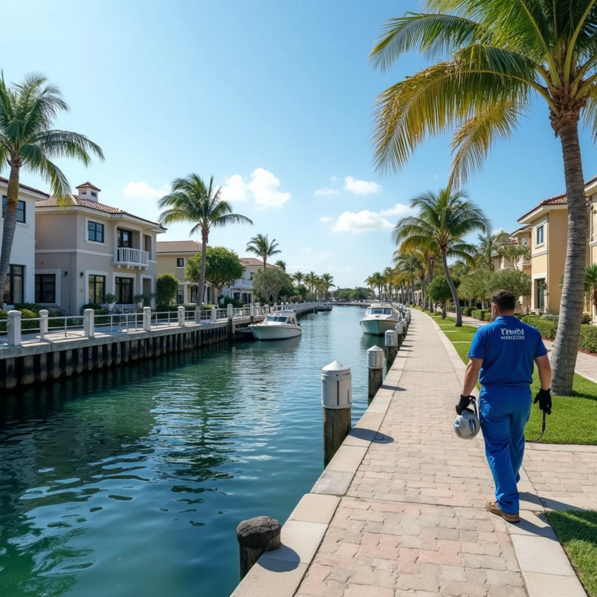Single-family home along canal basin in Zone AE with base flood elevation