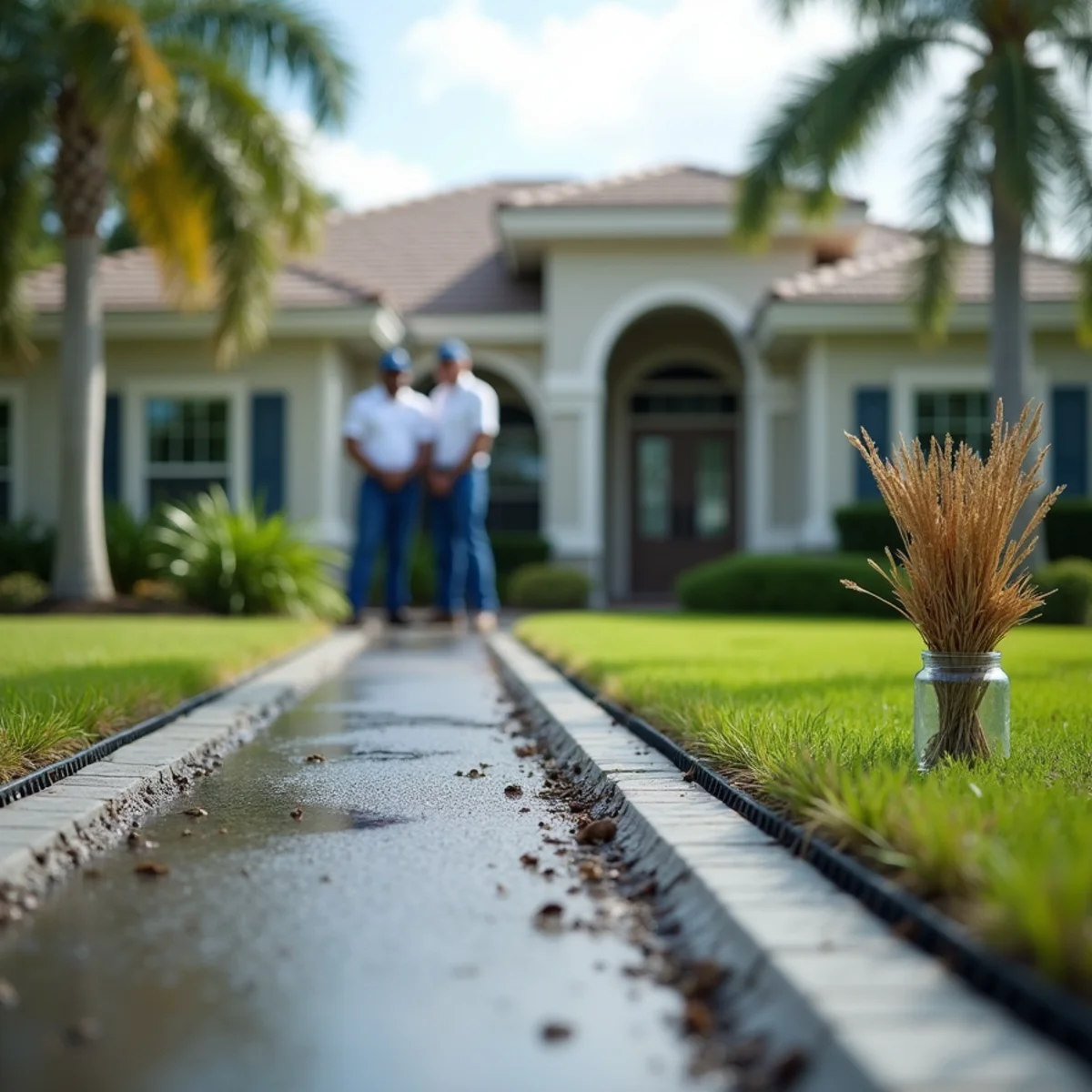 Inland Naples neighborhood in Zone X with street stormwater drainage system