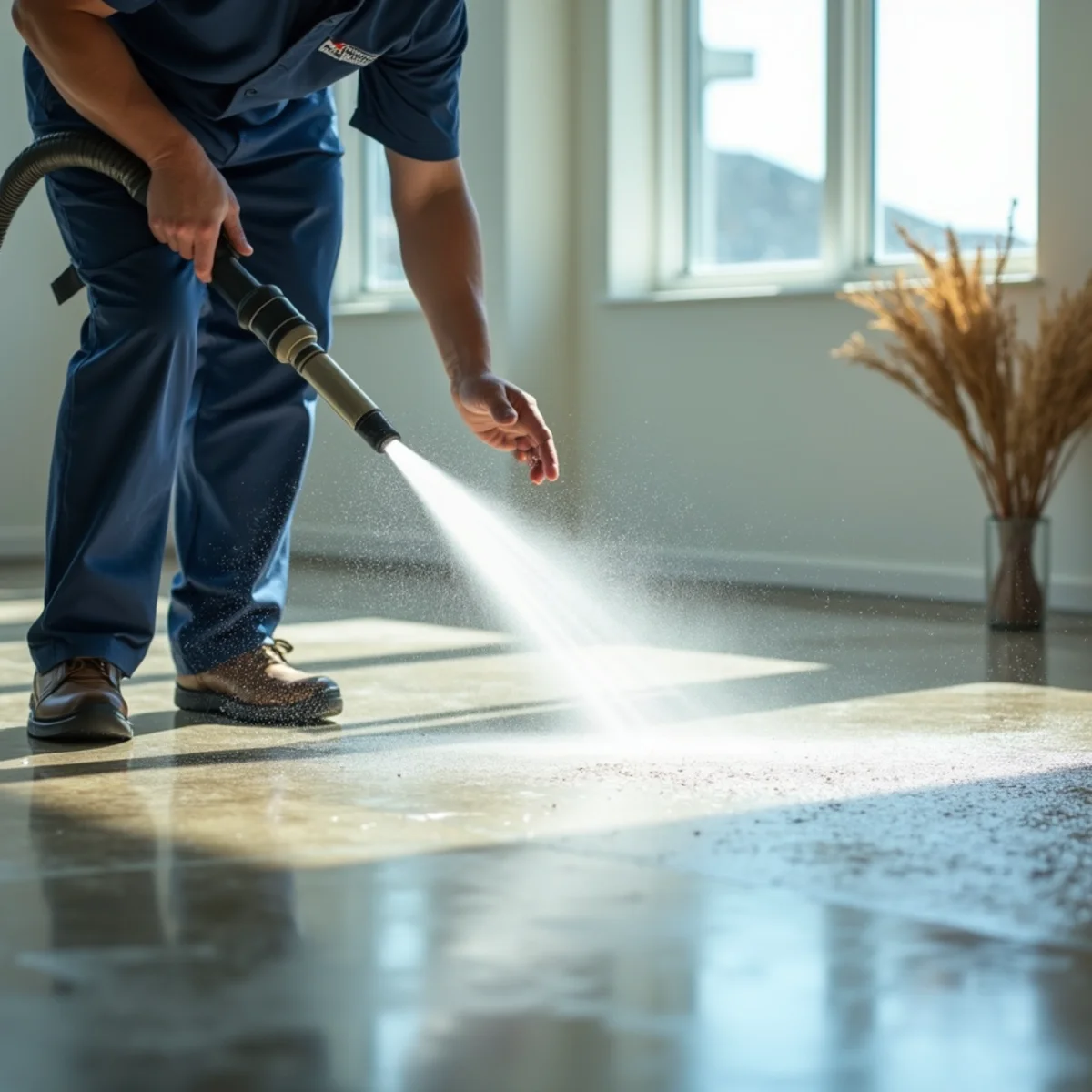 Rinsing wooden wall studs with clean water to dissolve sodium chloride salts