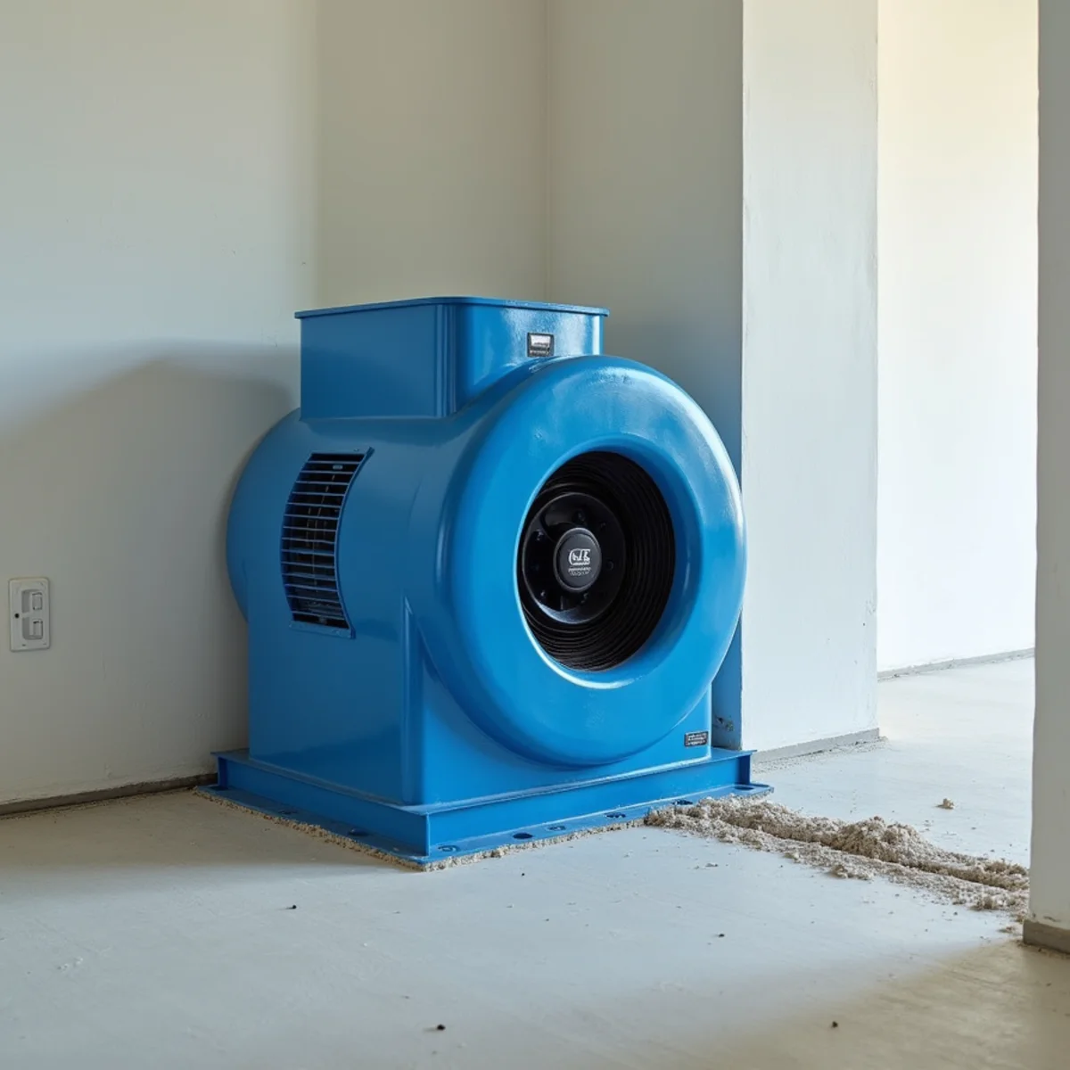 High-velocity low-profile centrifugal air movers directing air along baseboard cavity