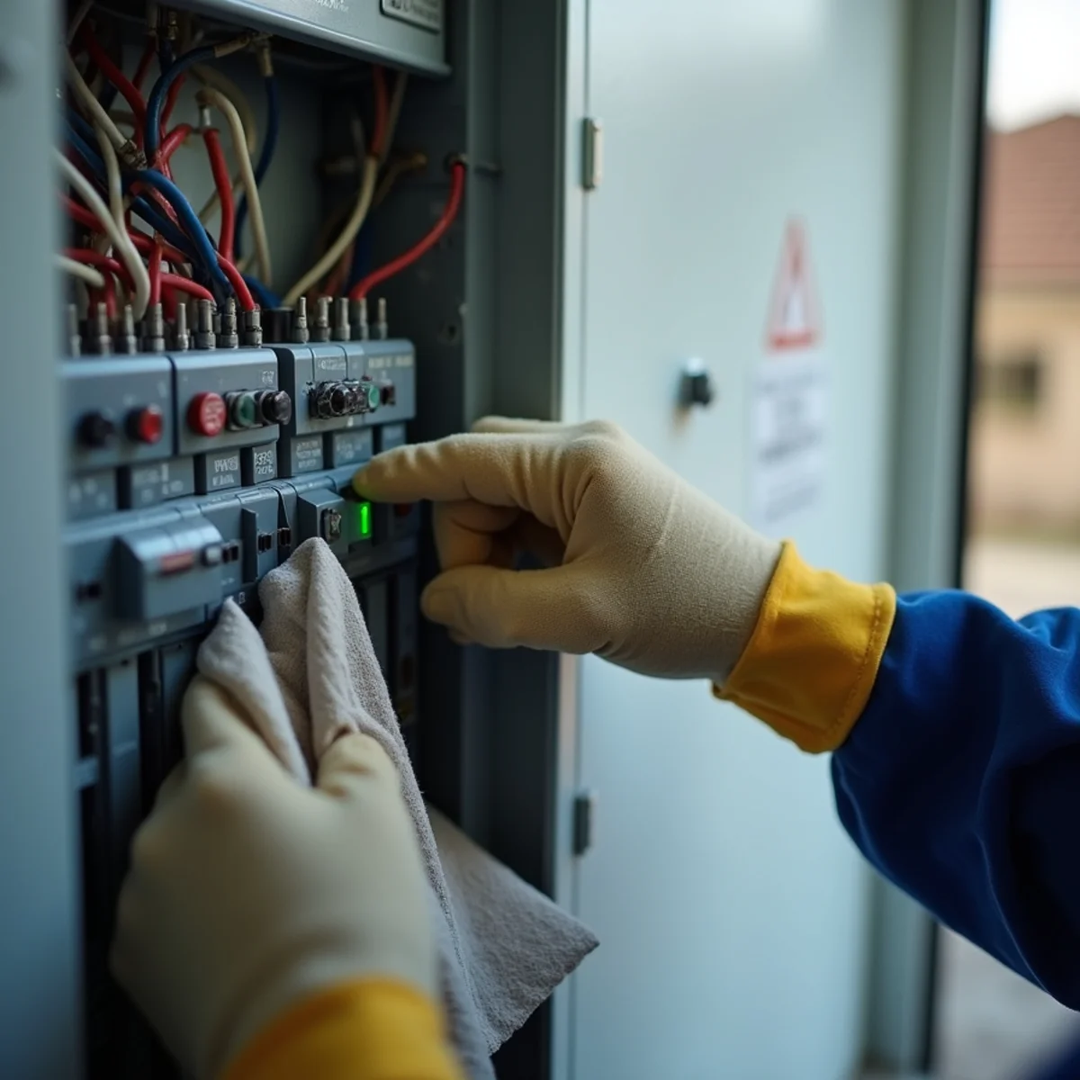 Switching off electrical panel breakers before entering standing water in Naples home