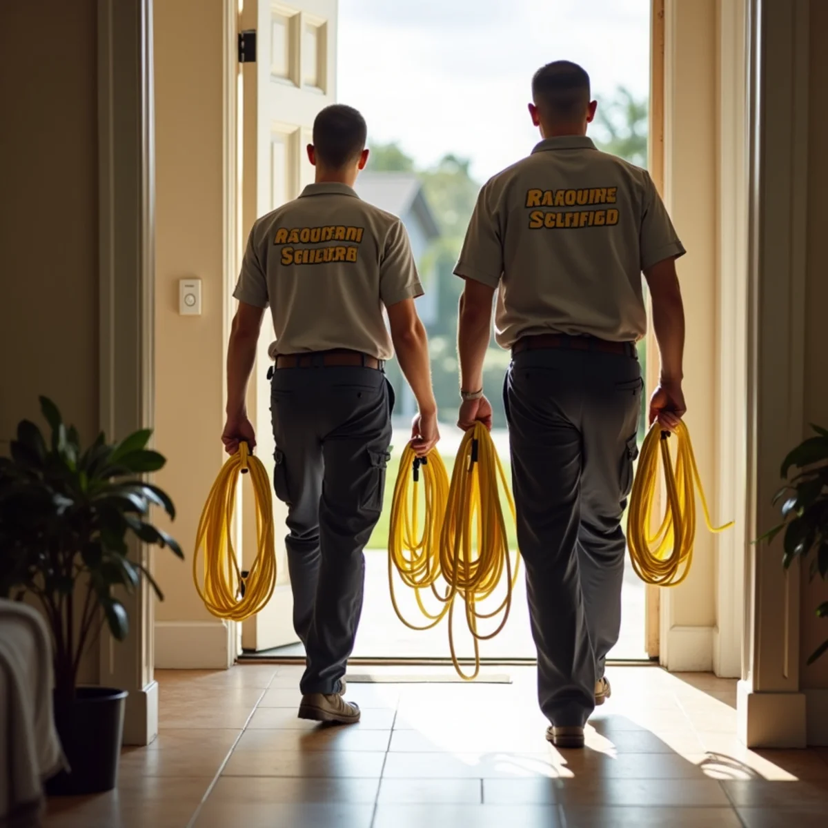 Professional water extraction team deploying truck-mounted equipment in Naples FL