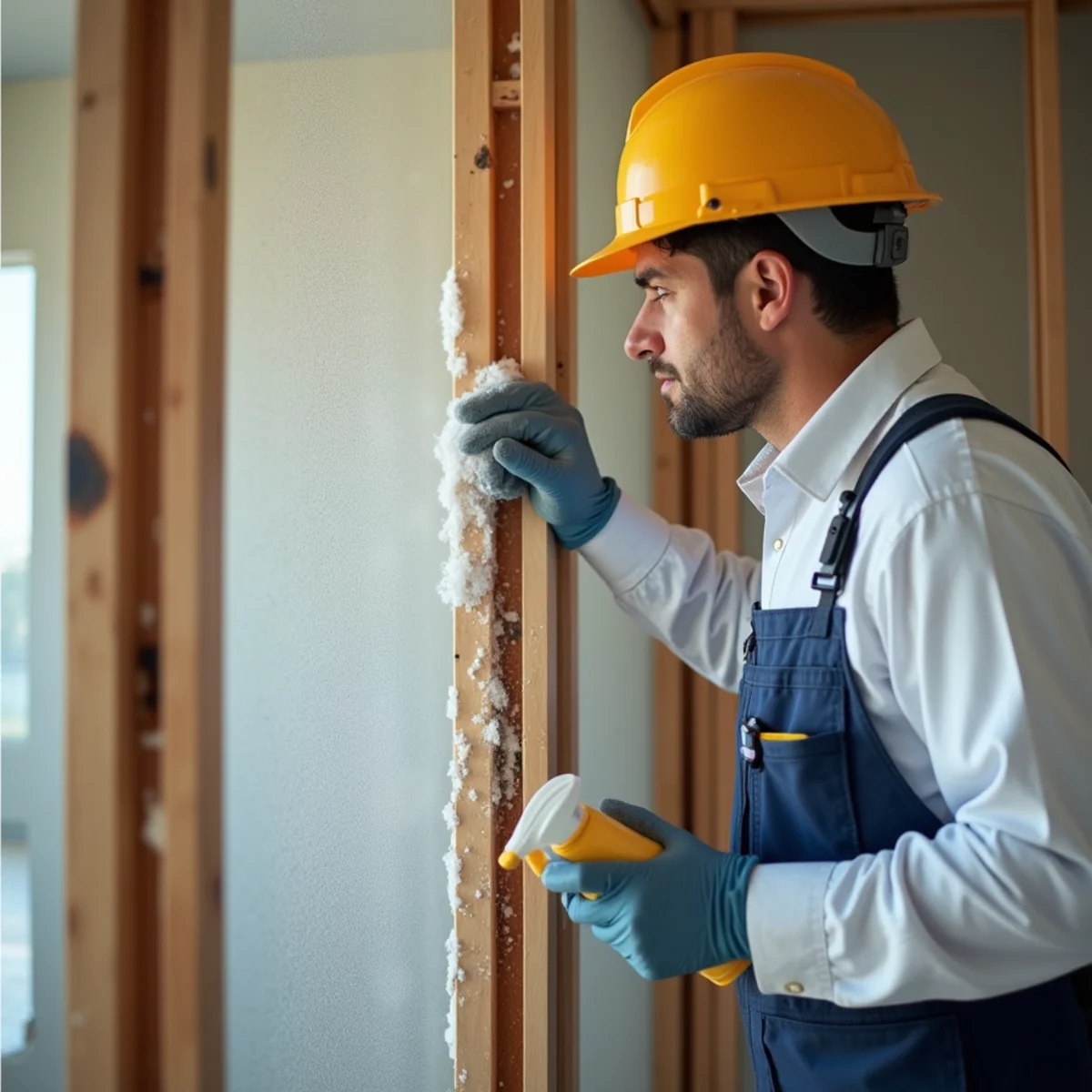 Freshwater neutralization rinse washing salt crystals from structural framing in Naples home